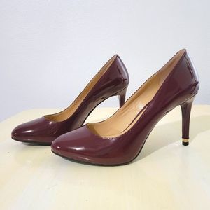 Michael Kors Burgundy Leather Round Toe Pumps Womans Size 6.5